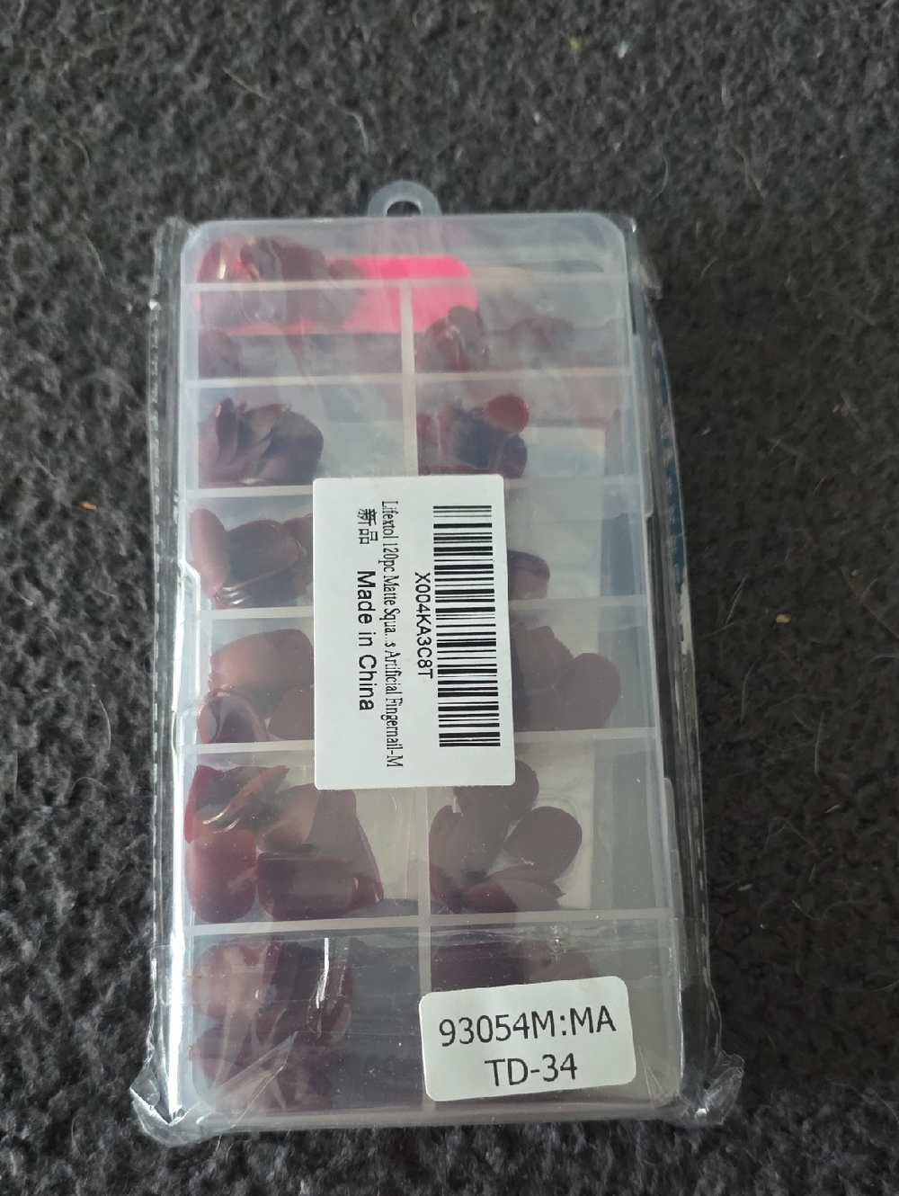Assorted Dark Burgundy Nail Tips - 120 Pieces